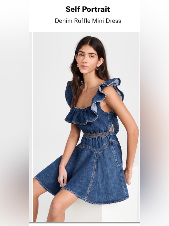 Self-Portrait Dresses & Skirts - Self-Portrait Denim Ruffle Mini Dress US 6 Open Back